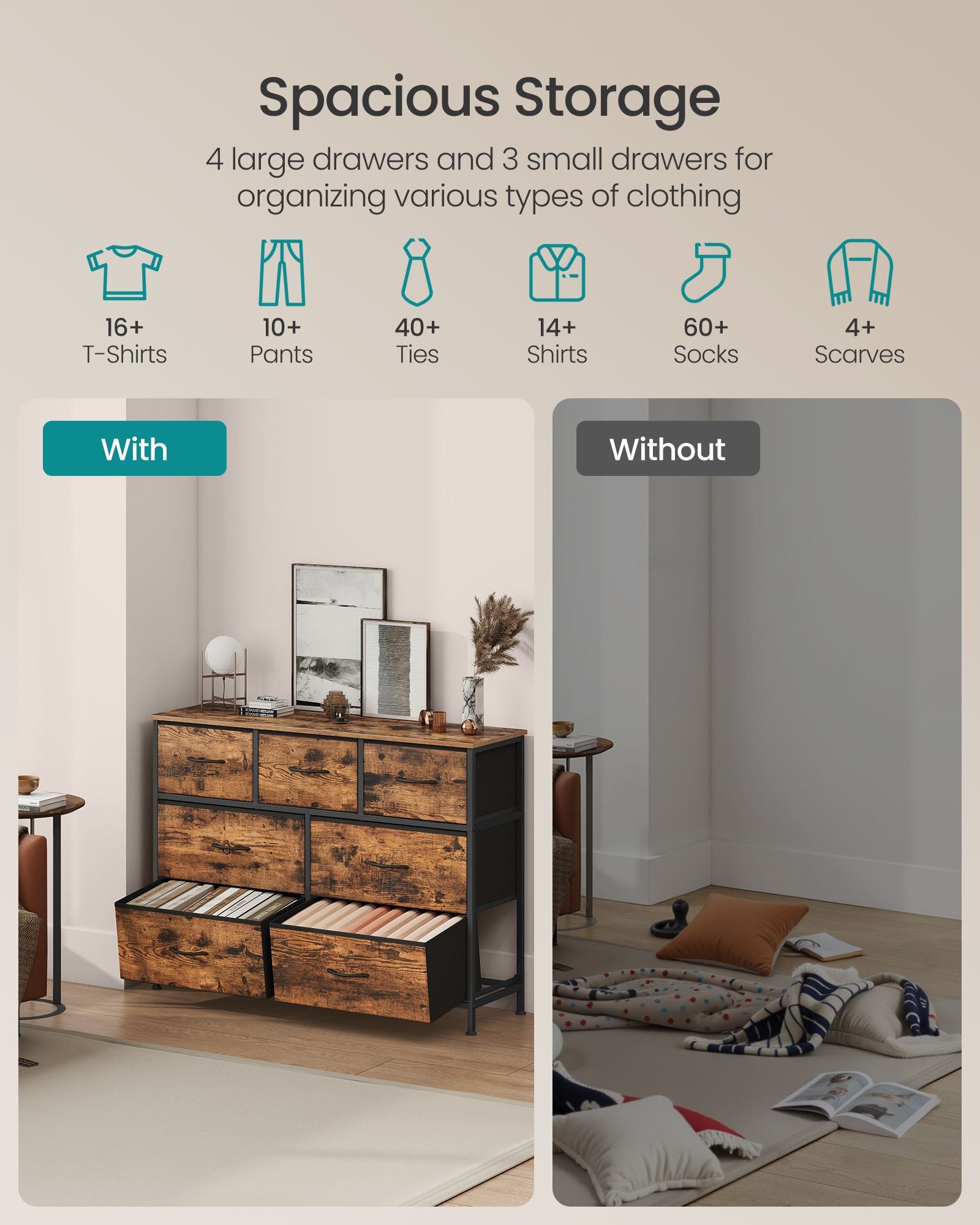 Dresser for Bedroom, Wide Dresser with 7 Fabric Drawers - image 15