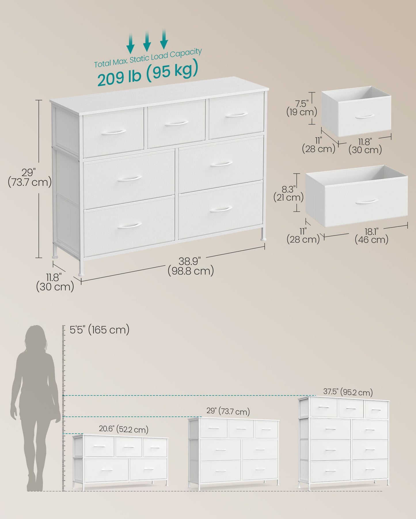 Dresser for Bedroom, Wide Dresser with 7 Fabric Drawers - image 11