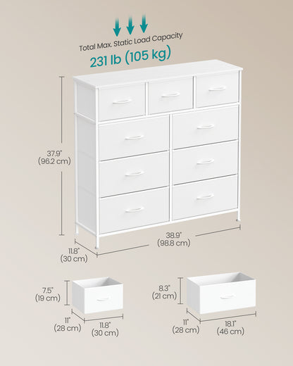 Wide Bedroom Storage Dresser with 9 Fabric Drawers - image 11
