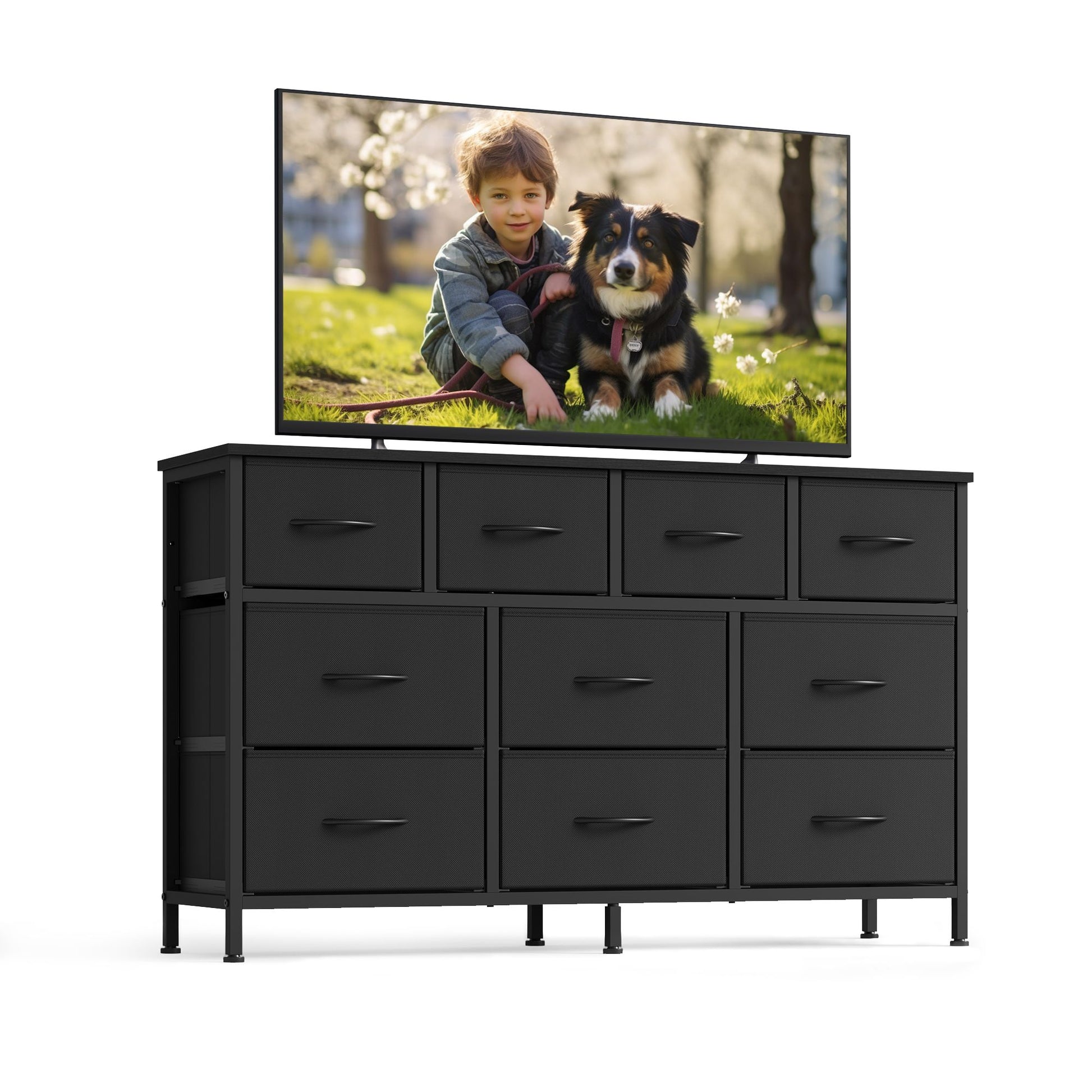 Dresser for Bedroom, Wide Dresser with 10 Fabric Drawers, 11.8"D x 44.8"W x 26.8"H (10 Drawers), Ink Black - image 1