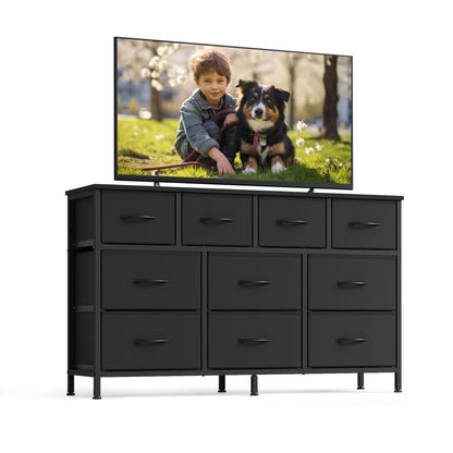 Dresser for Bedroom, Wide Dresser with 10 Fabric Drawers, 11.8"D x 44.8"W x 26.8"H (10 Drawers), Ink Black - image 1