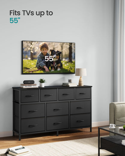 Dresser for Bedroom, Wide Dresser with 10 Fabric Drawers, 11.8"D x 44.8"W x 26.8"H (10 Drawers), Ink Black - image 2