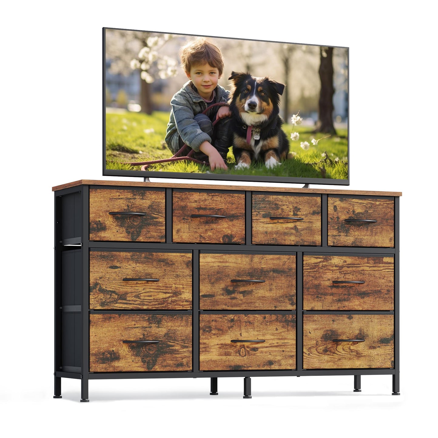 Dresser for Bedroom, Wide Dresser with 10 Fabric Drawers, 11.8"D x 44.8"W x 26.8"H (10 Drawers), Ink Black - image 6