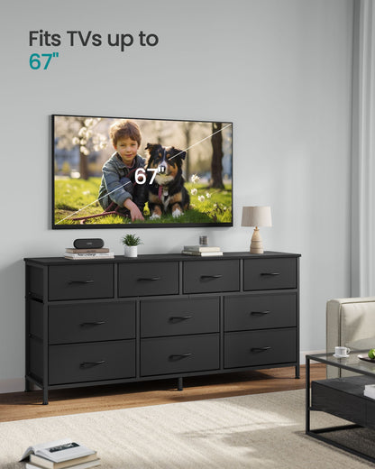 Dresser for Bedroom, Wide Dresser with 10 Fabric Drawers, 13.8"D x 57.8"W x 26.8"H (10 Drawers), Ink Black - image 2