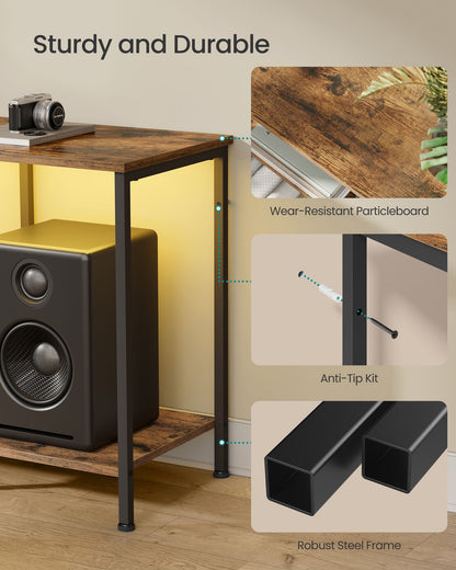 TV Stand with Power Outlets and Lights - Ink Black - image 16