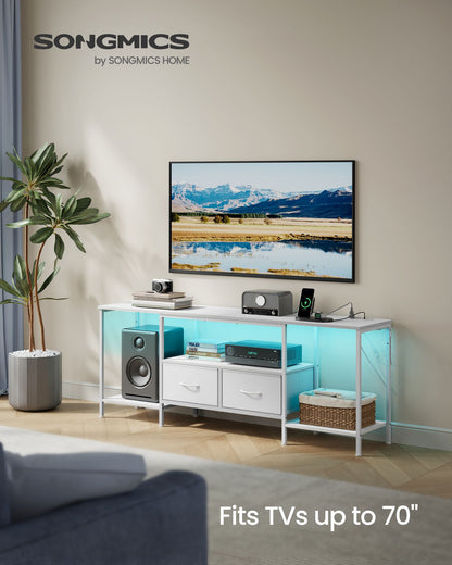 TV Stand with Power Outlets and Lights - Ink Black - image 8