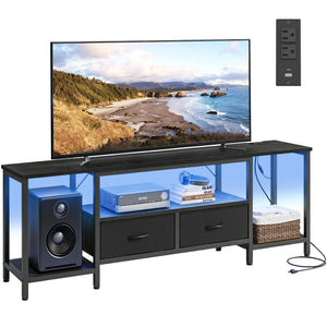 TV Stand with Power Outlets and Lights - 13.8"D x 70.5"W x 23.6"H (35 x 179 x 60 cm) - image 6