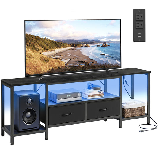 TV Stand with Power Outlets and Lights - 13.8"D x 70.5"W x 23.6"H (35 x 179 x 60 cm) - image 1