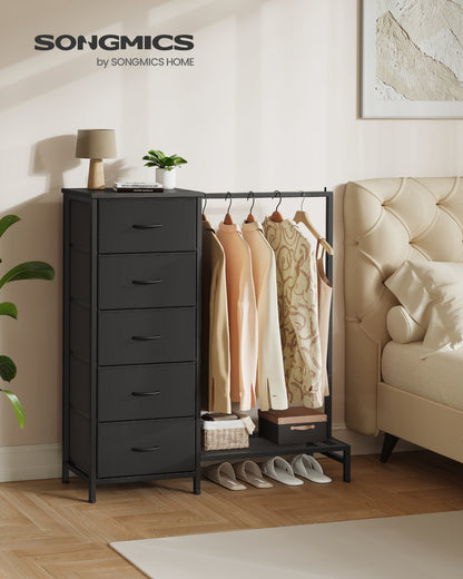3-in-1 Dresser with Garment Rack, 5 Fabric Drawers & Bottom Shelf - image 2