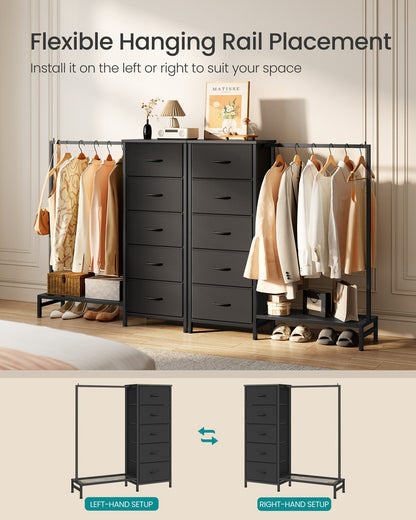 3-in-1 Dresser with Garment Rack, 5 Fabric Drawers & Bottom Shelf - image 5