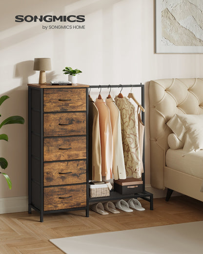 3-in-1 Dresser with Garment Rack, 5 Fabric Drawers & Bottom Shelf - image 16