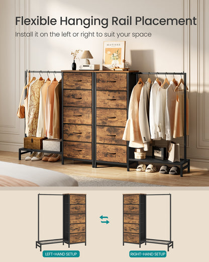 3-in-1 Dresser with Garment Rack, 5 Fabric Drawers & Bottom Shelf - image 19