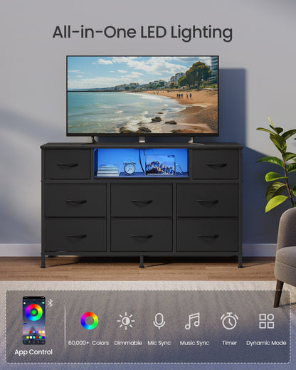 resser for Bedroom with Outlets and LED Lights, TV Stand - image 5