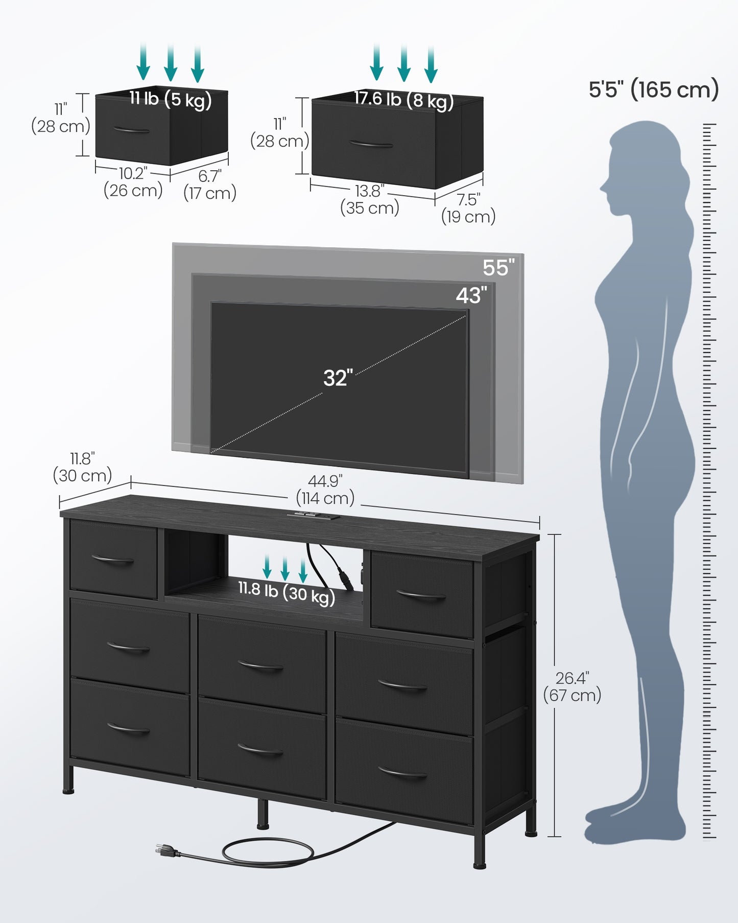 resser for Bedroom with Outlets and LED Lights, TV Stand - image 7