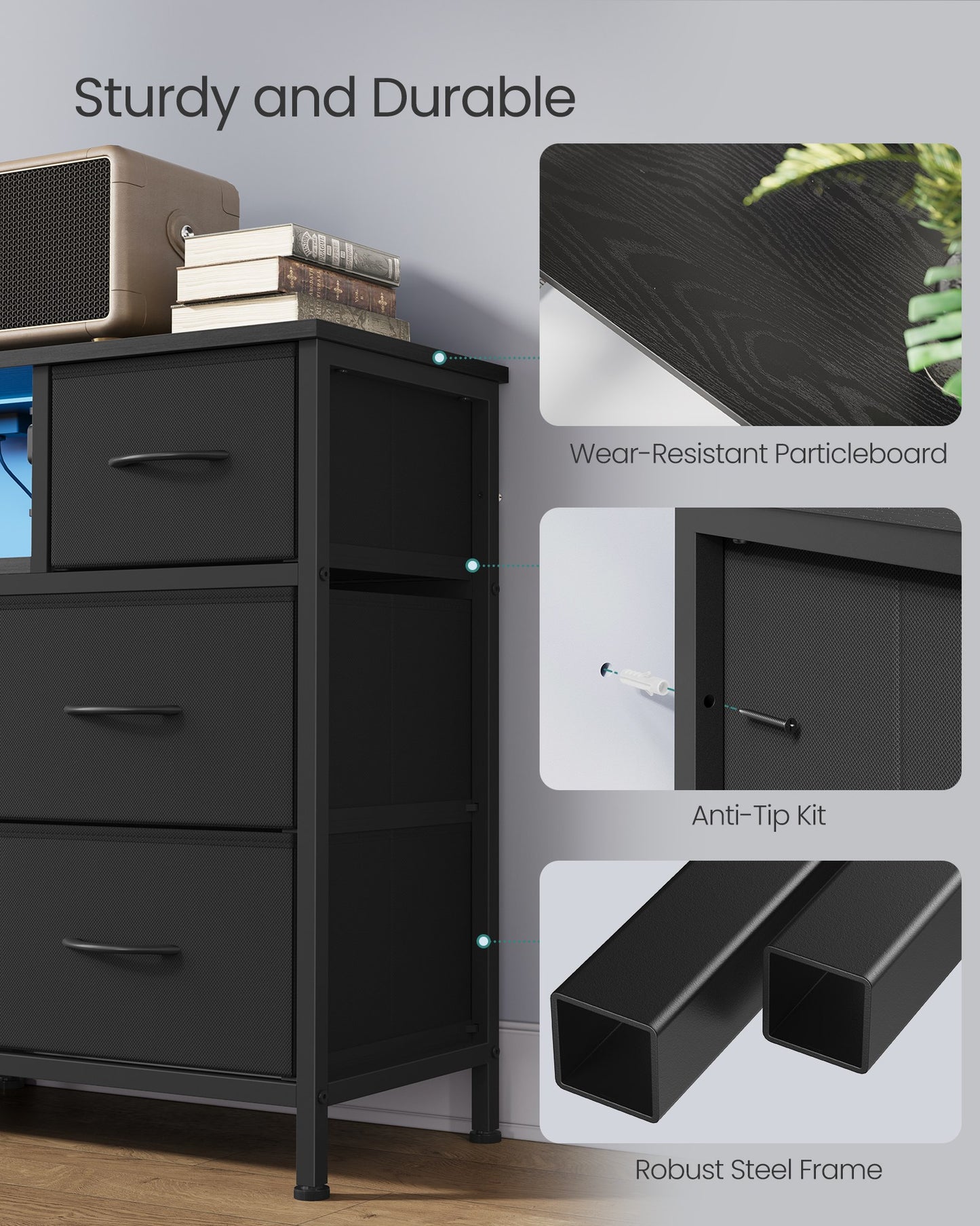 resser for Bedroom with Outlets and LED Lights, TV Stand - image 8