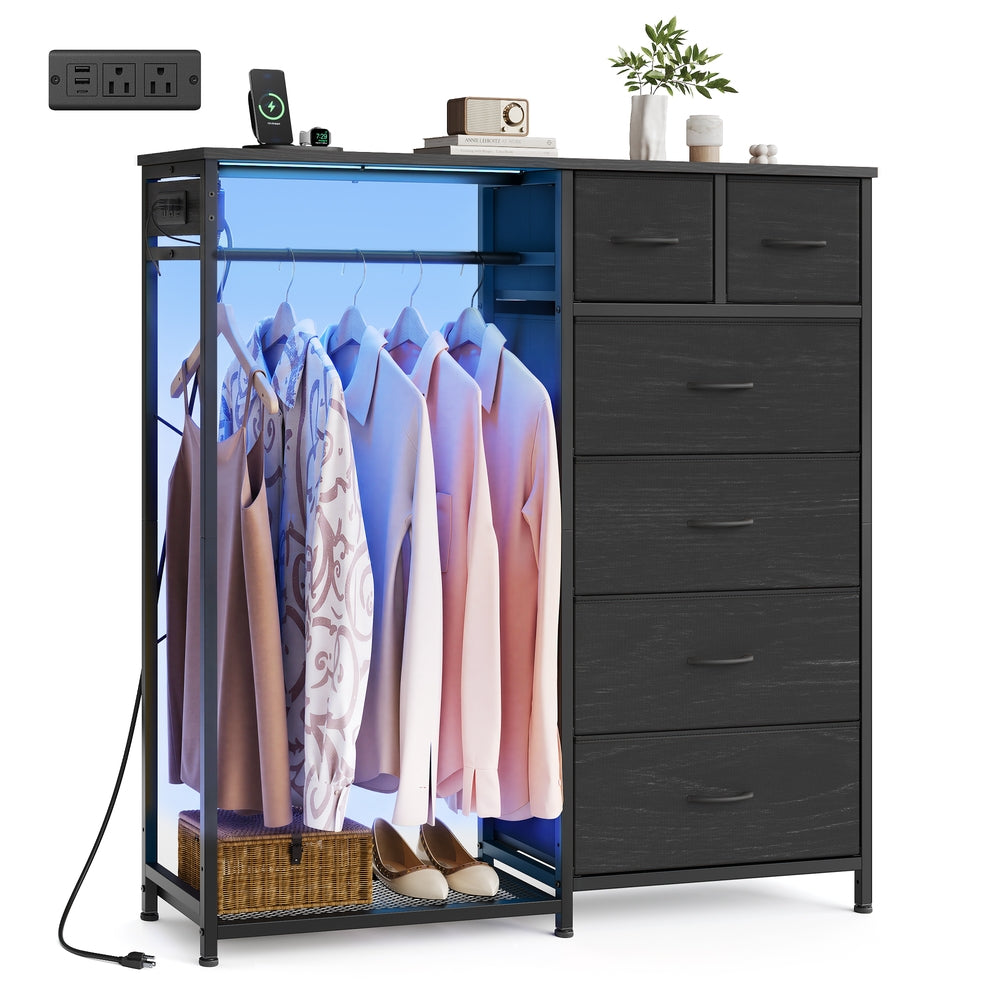 Hanging Closet Organizer with LED Lights and Charging Station - image 1