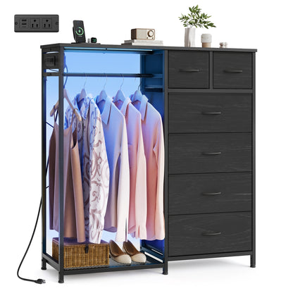 Hanging Closet Organizer with LED Lights and Charging Station - image 1