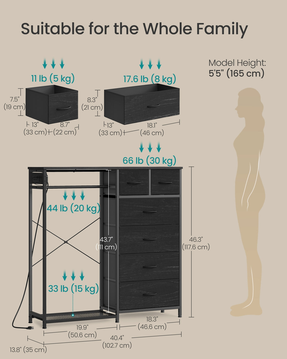 Hanging Closet Organizer with LED Lights and Charging Station - image 3