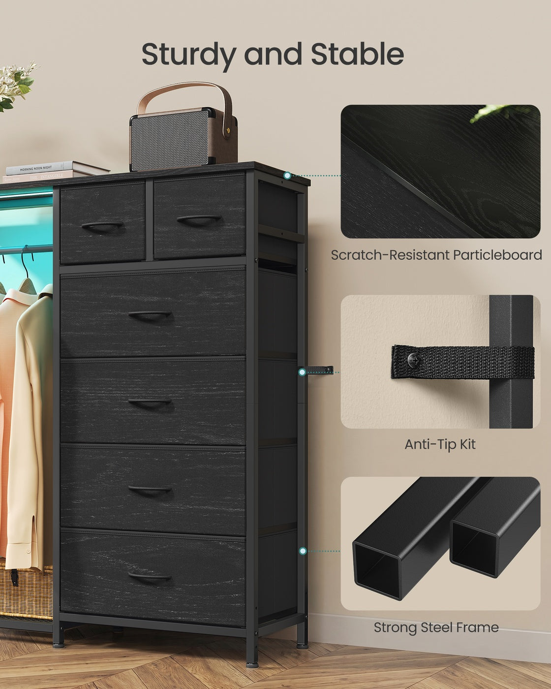 Hanging Closet Organizer with LED Lights and Charging Station - image 6