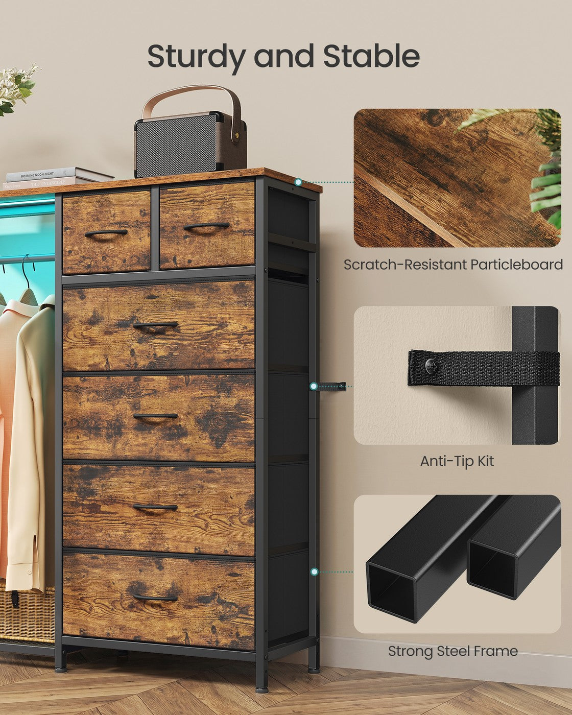 Hanging Closet Organizer with LED Lights and Charging Station - image 13