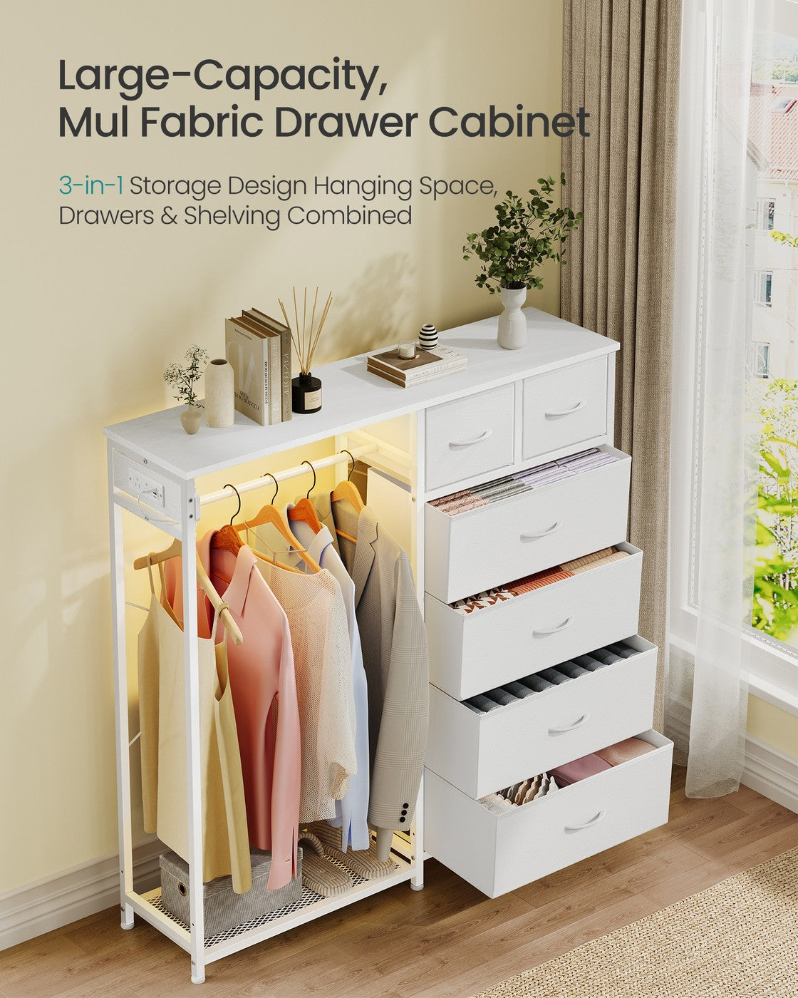 Hanging Closet Organizer with LED Lights and Charging Station - image 18