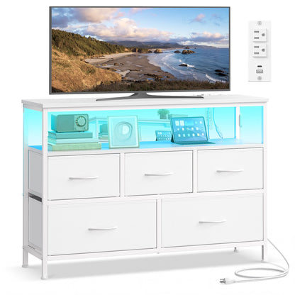 Dresser with App-Controlled LED Lights, 5 Fabric Drawers Dresser, 11.8"D x 38.9"W x 26.8"H (5 Drawers) - image 7