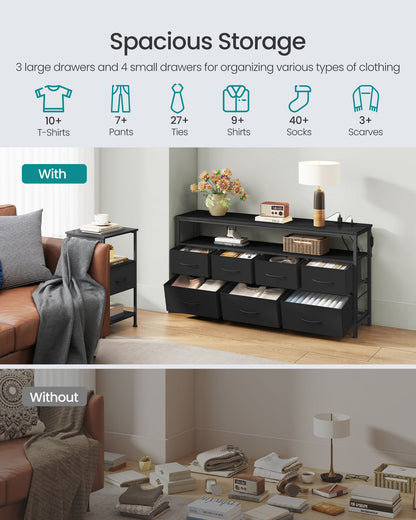 Dresser with App-Controlled LED Lights, 7 Fabric Drawers Dresser, 11.8"D x 44.8"W x 26.8"H (7 Drawers) - image 2