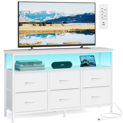 Dresser for Bedroom, Wide Dresser with 6 Drawers & Open Shelf, 11.8"D x 44.8"W x 26.8"H (6 Drawers), Ink Black - image 4