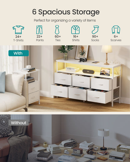 Dresser for Bedroom, Wide Dresser with 6 Drawers & Open Shelf, 11.8"D x 44.8"W x 26.8"H (6 Drawers), Ink Black - image 5