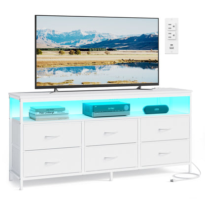 Dresser for Bedroom, Wide Dresser with 6 Drawers & Open Shelf, 13.8"D x 57.8"W x 26.8"H (6 Drawers), Ink Black - image 3