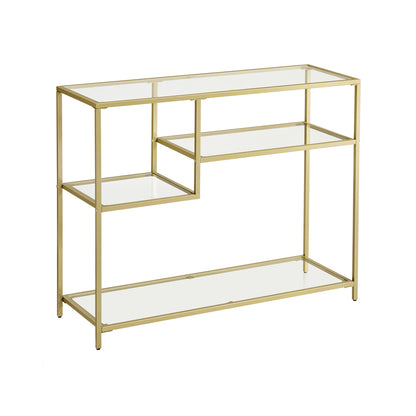 Tempered Glass Console Table with Shelves