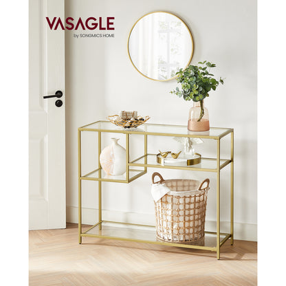Tempered Glass Console Table with Shelves - image 2