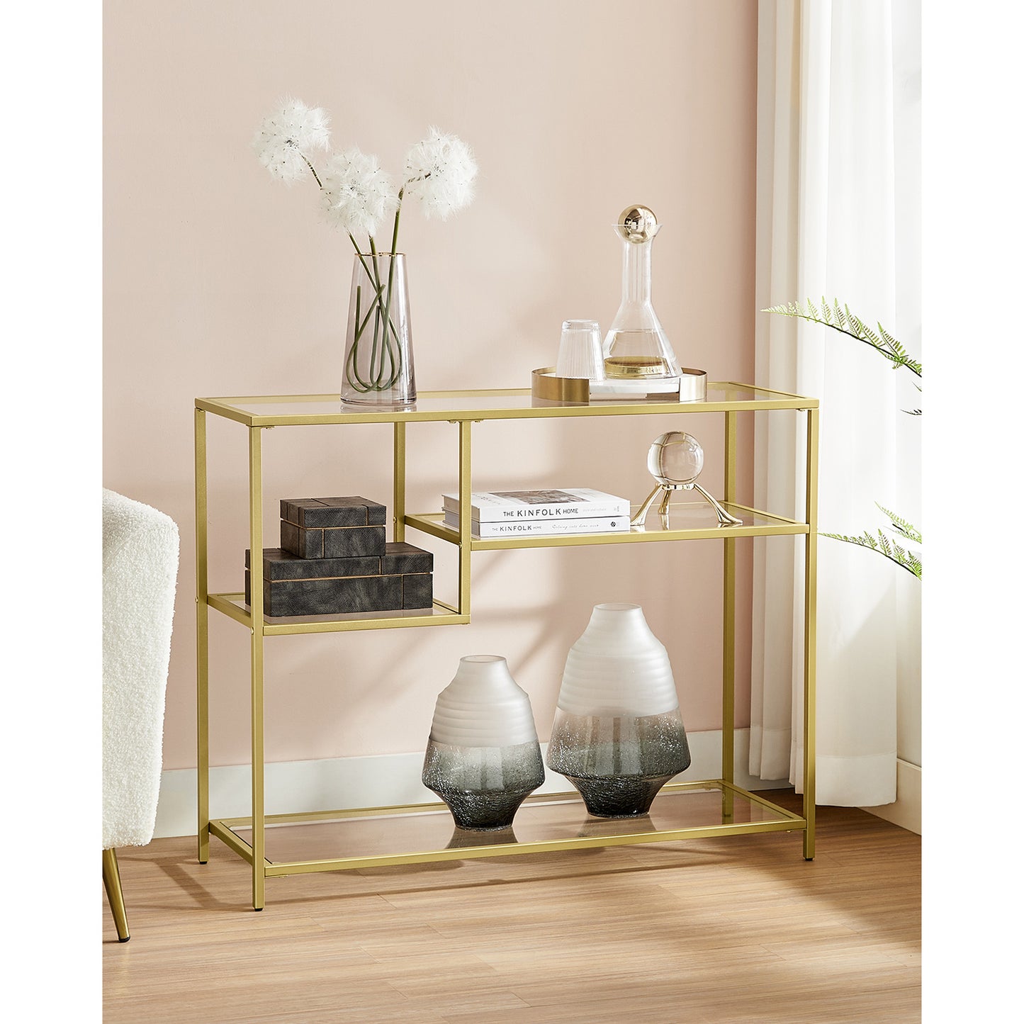 Tempered Glass Console Table with Shelves - image 3