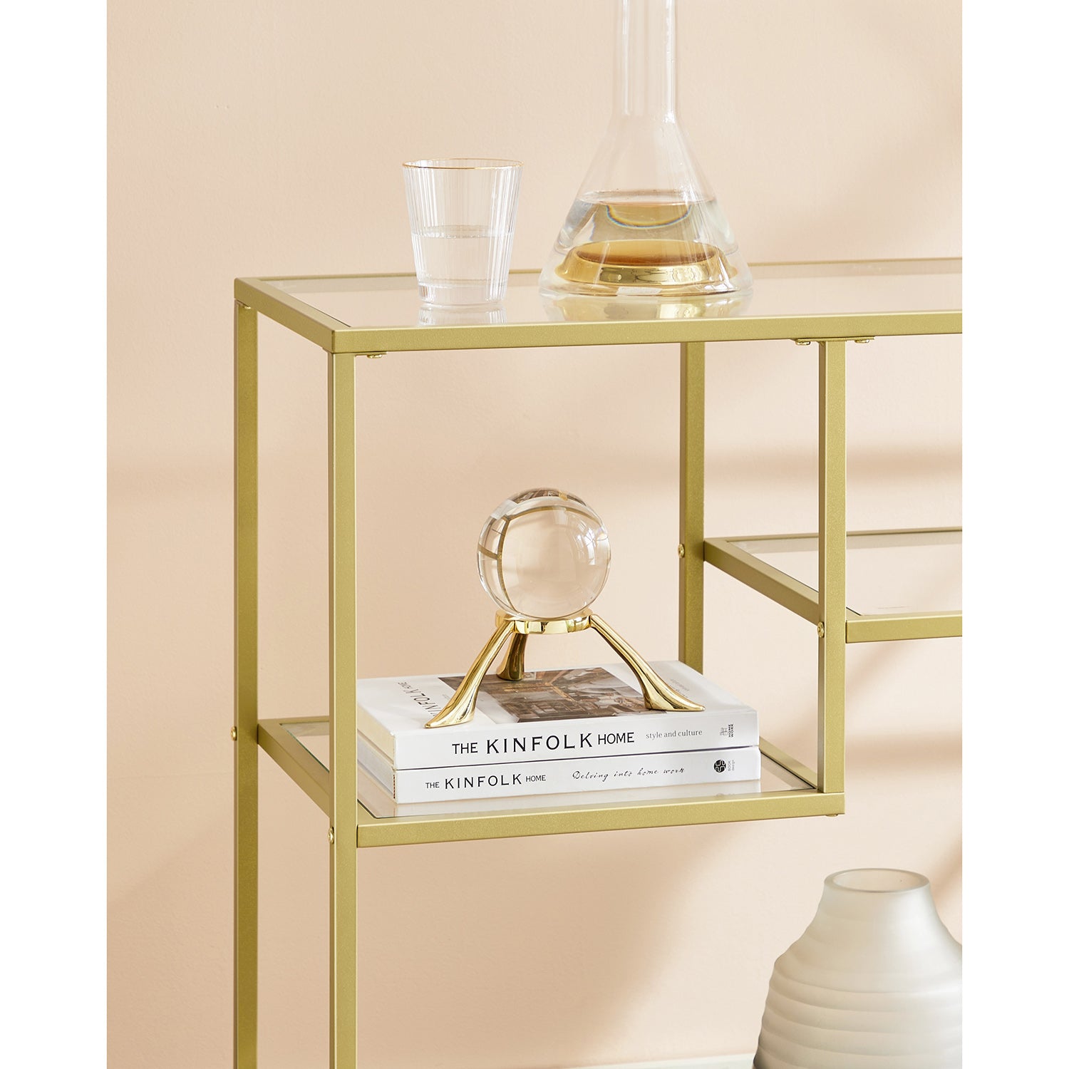 Tempered Glass Console Table with Shelves - image 5