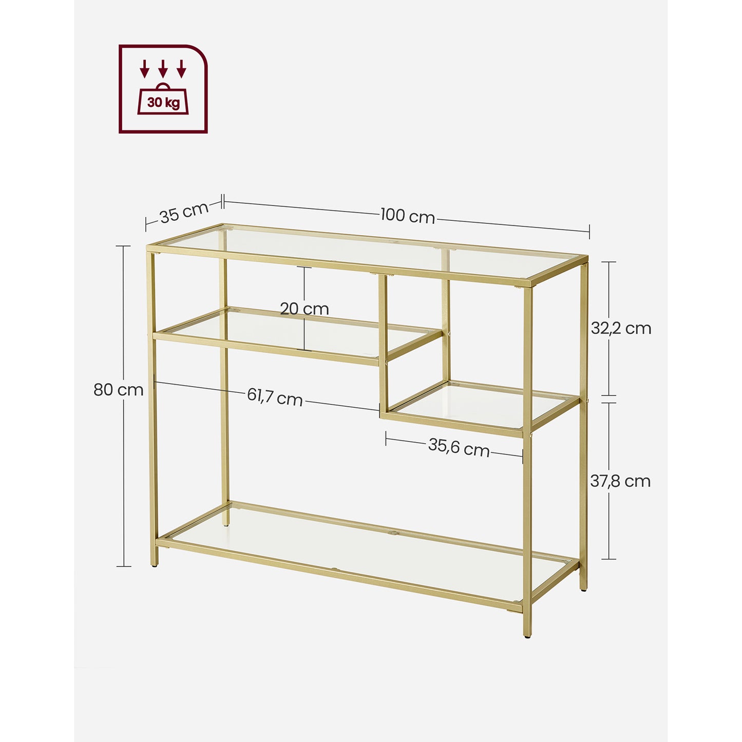 Tempered Glass Console Table with Shelves - image 8