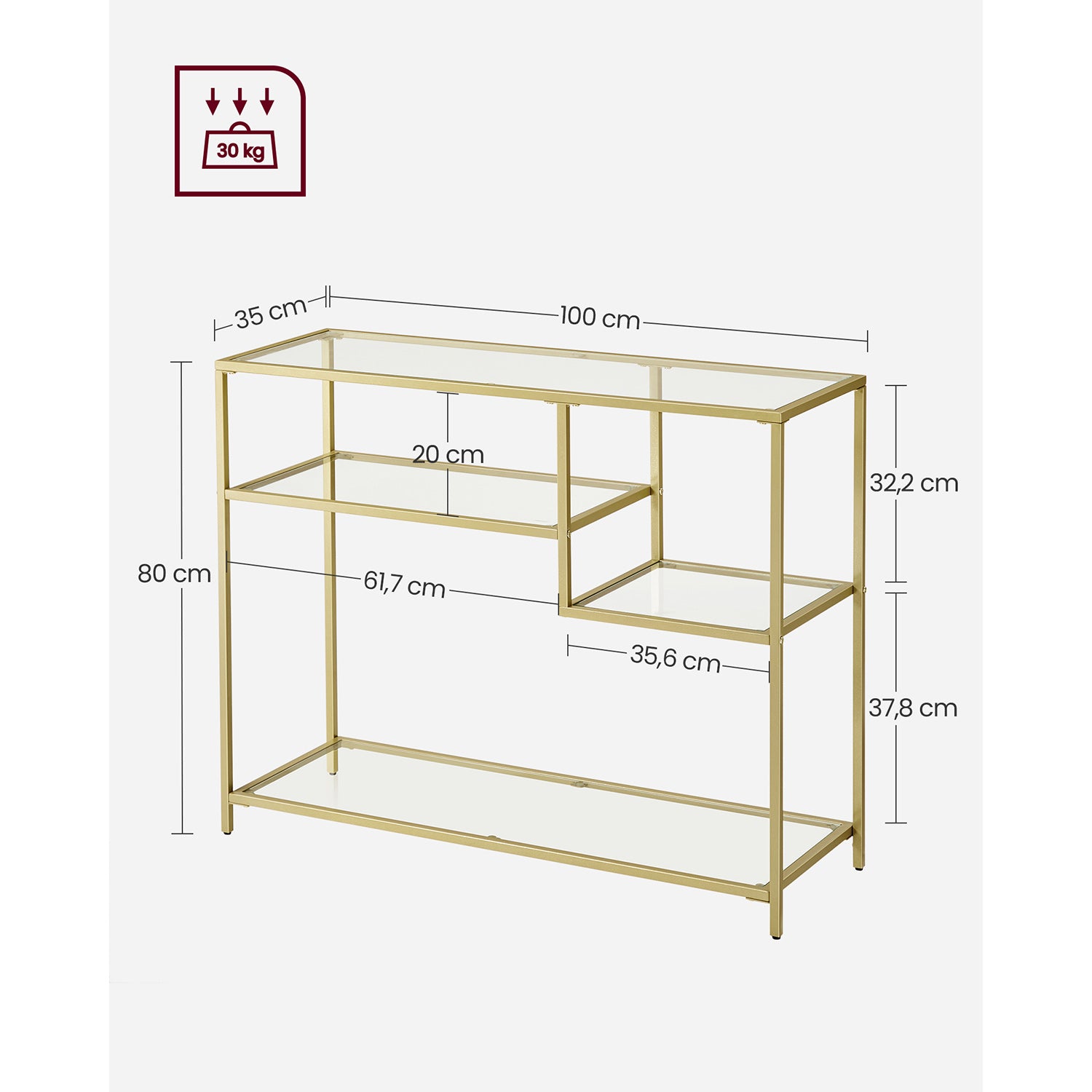 Tempered Glass Console Table with Shelves - image 8