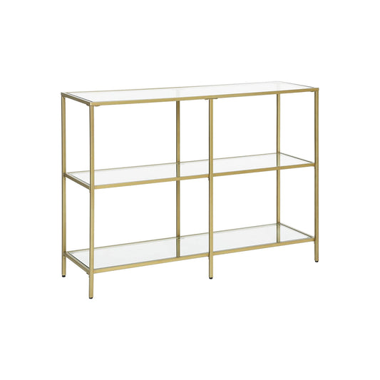 Gold Color 3-tier Glass Console Sofa Table - image 1