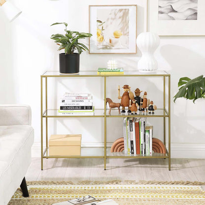 Gold Color 3-tier Glass Console Sofa Table - image 4