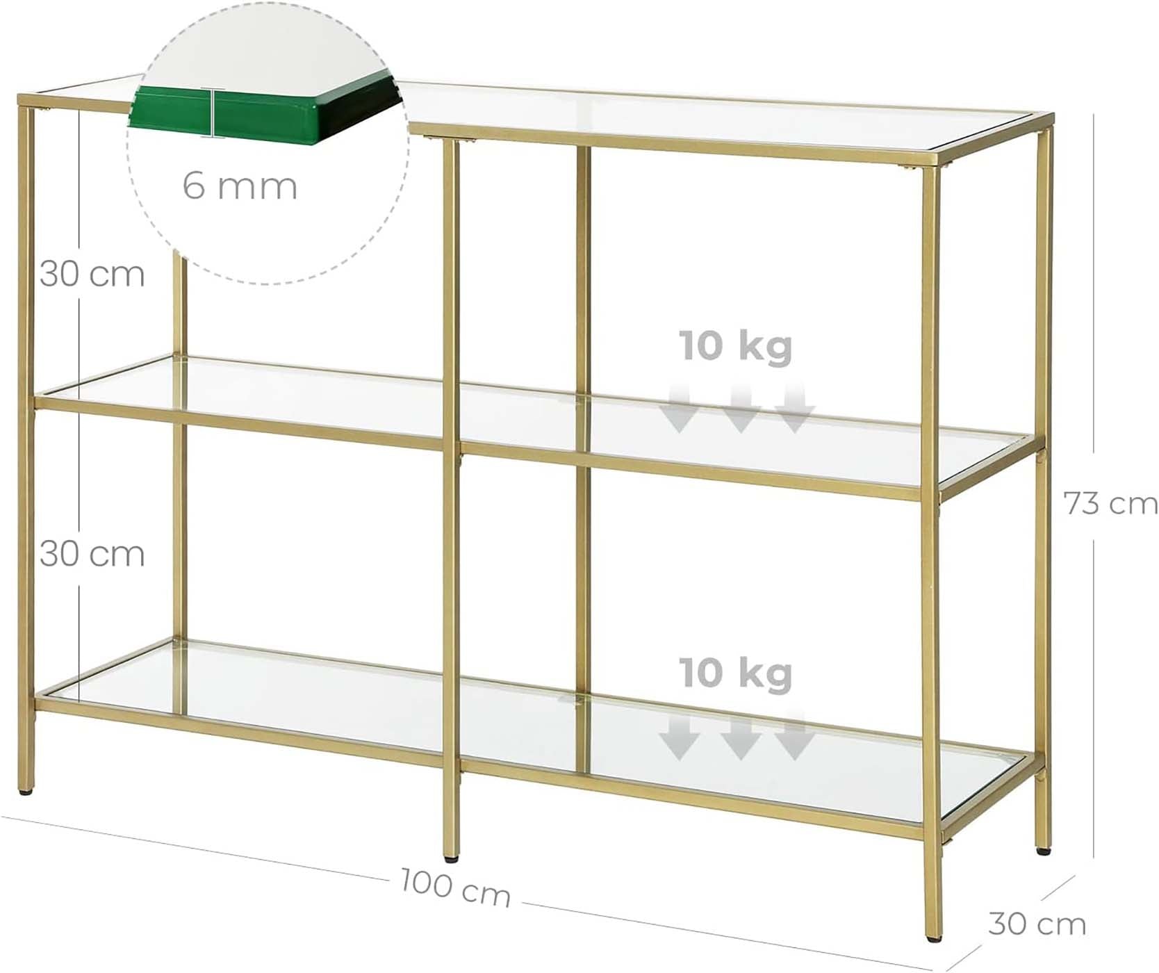 Gold Color 3-tier Glass Console Sofa Table - image 7