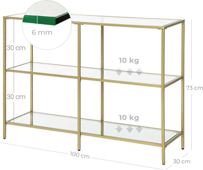 Gold Color 3-tier Glass Console Sofa Table - image 7