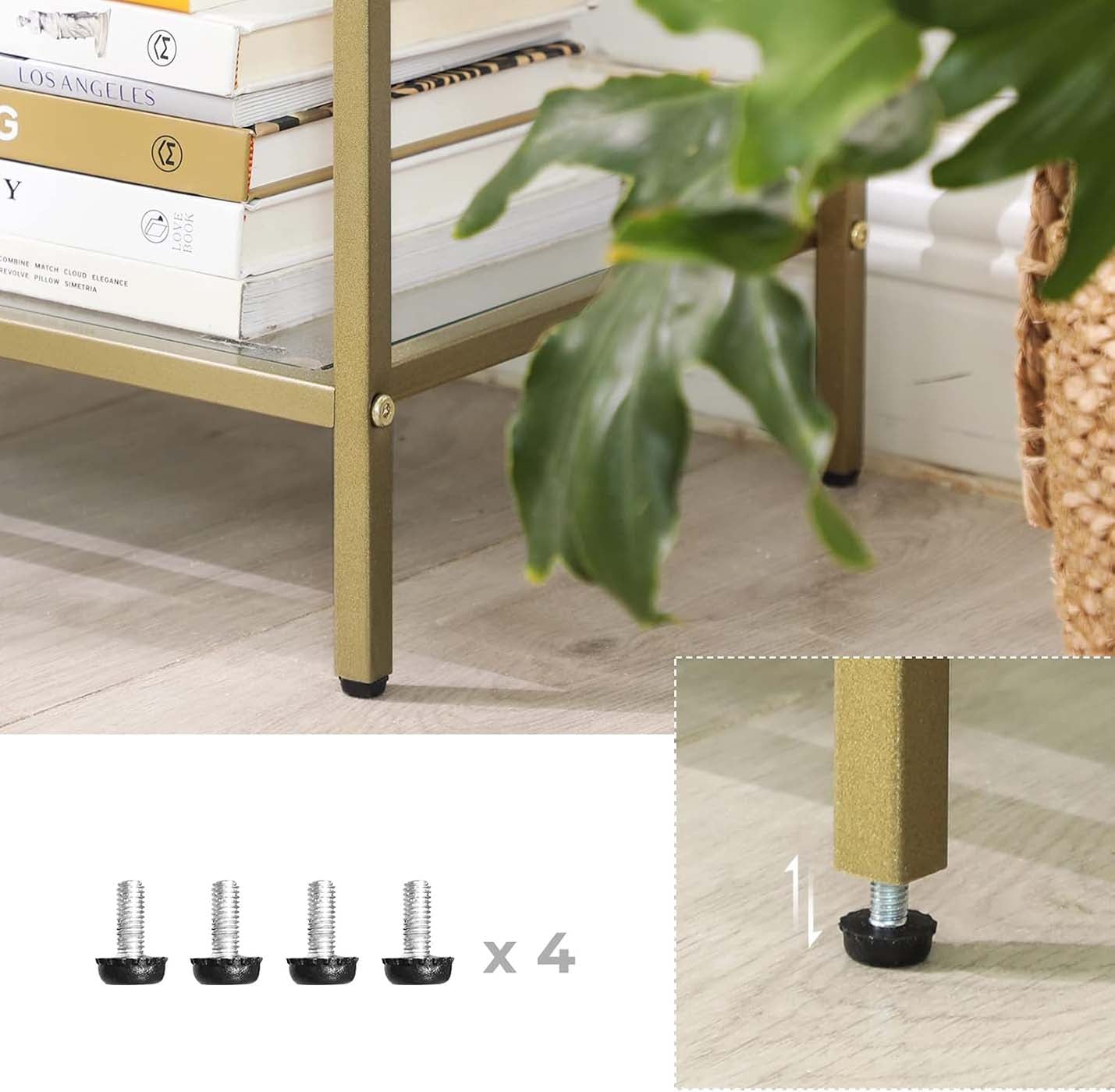 Gold Color 3-tier Glass Console Sofa Table - image 6