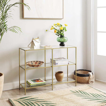 Gold Color 3-tier Glass Console Sofa Table - image 3