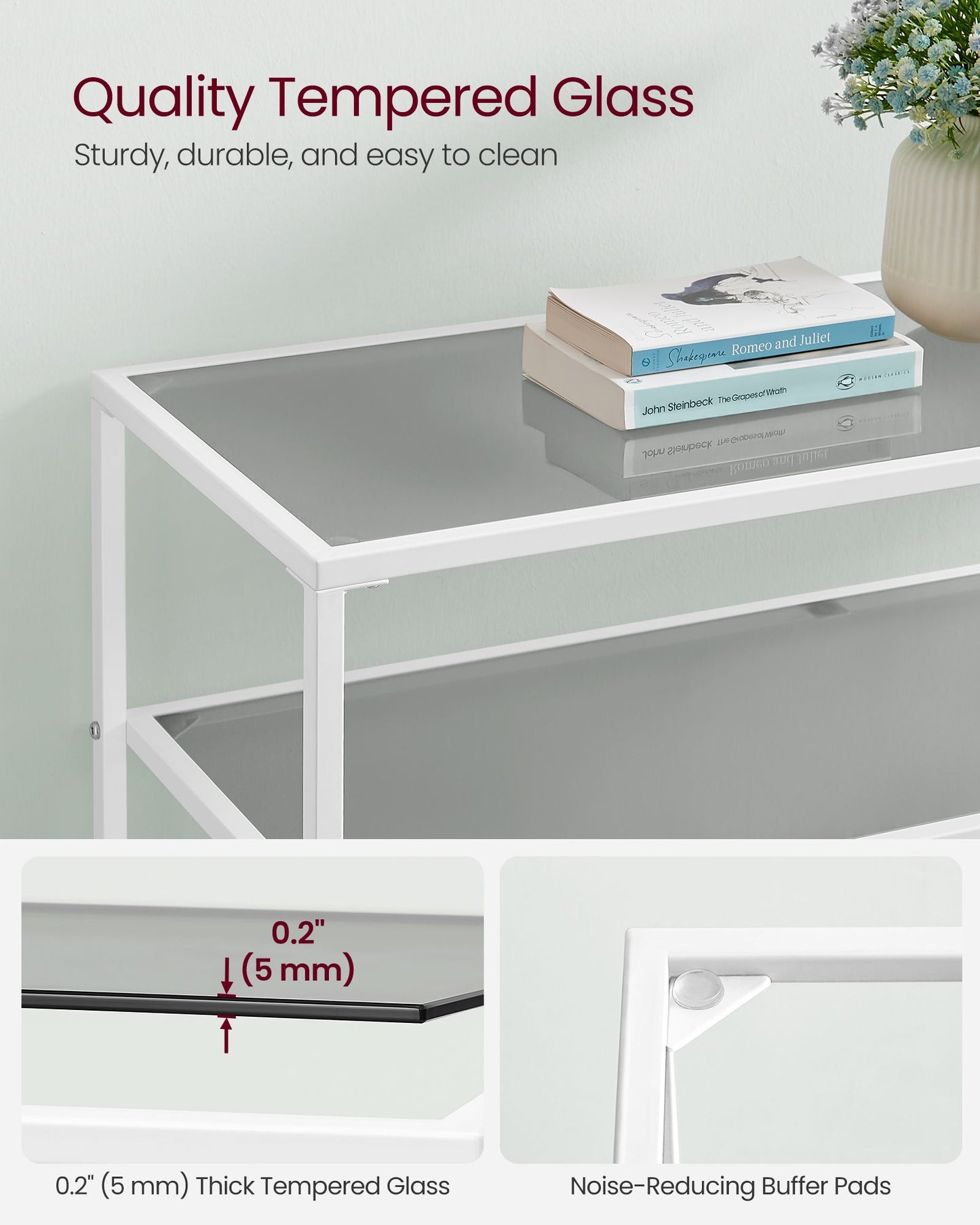 Entrance Table with Tempered Glass Table Top and Adjustable Legs - image 5