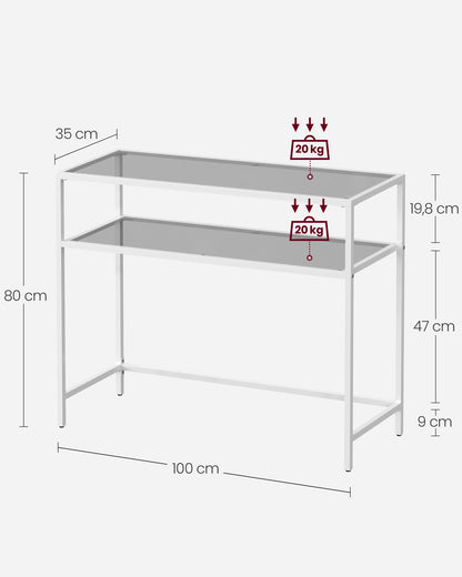 Entrance Table with Tempered Glass Table Top and Adjustable Legs