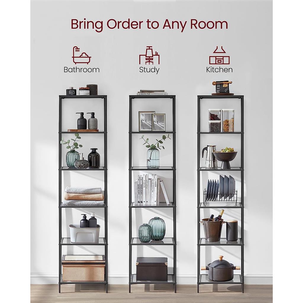 6-Tier Bookcase, Slim Shelving Unit - image 2