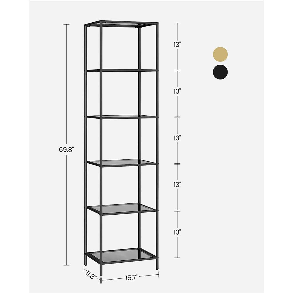 6-Tier Bookcase, Slim Shelving Unit - image 4