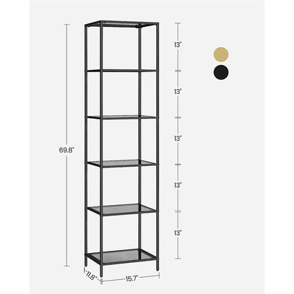 6-Tier Bookcase, Slim Shelving Unit - image 4