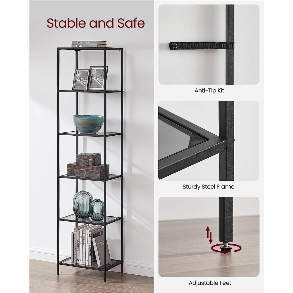 6-Tier Bookcase, Slim Shelving Unit - image 9