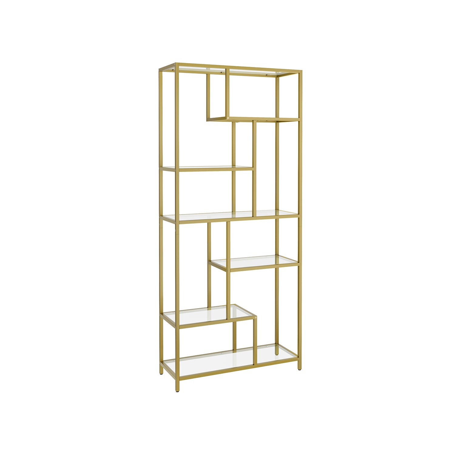 6-Tier Tall Bookshelf with Tempered Glass Shelves