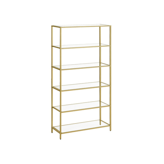 6-Tier Glass Shelf Metallic Gold - image 1